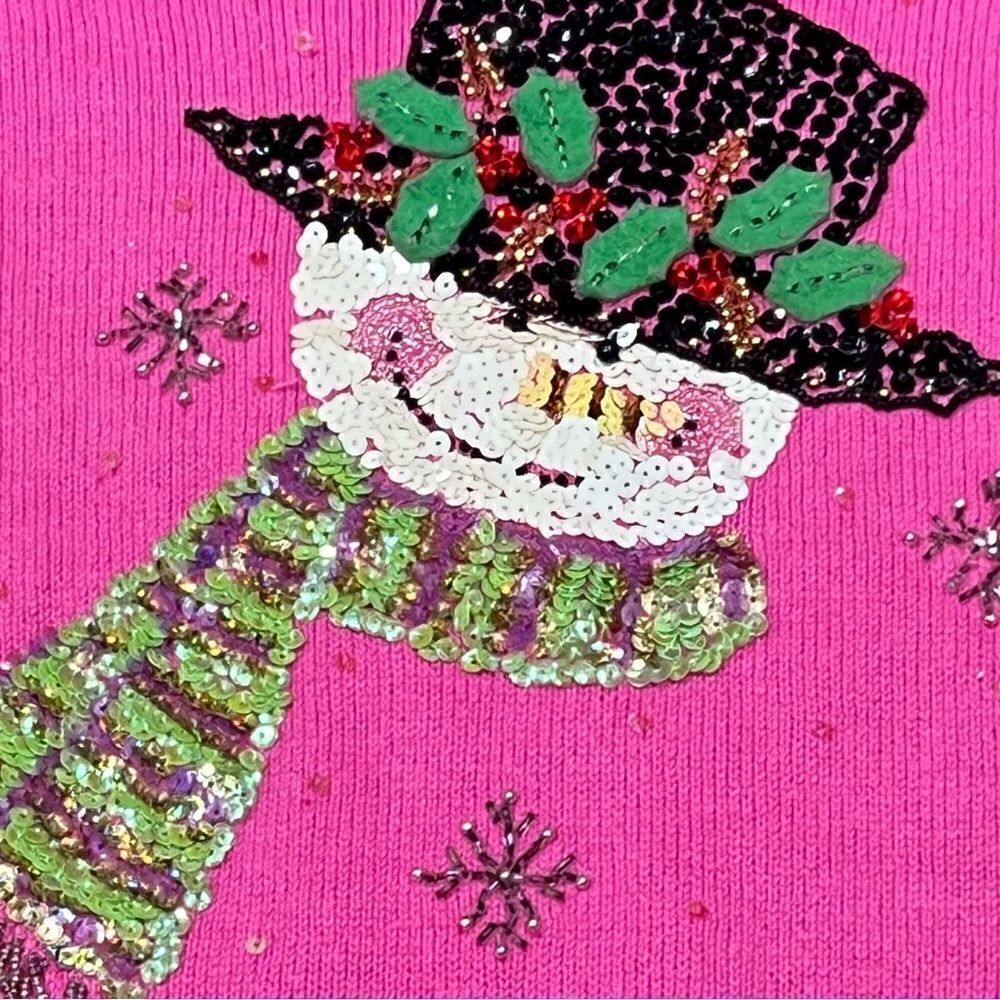 Vintage The Quacker Factory Raime Sequin Snowman Sweater Women’s Medium - Picture 6 of 7